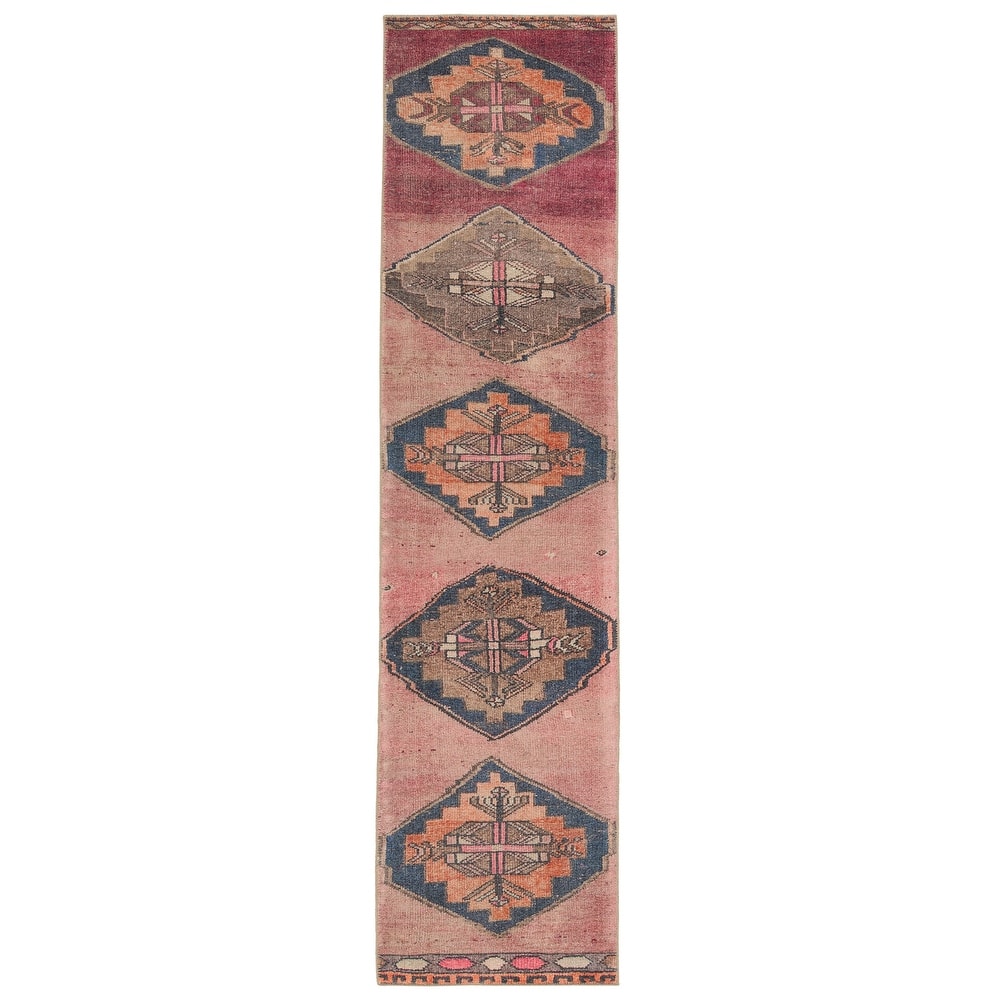 Mirta Machine Washable Medallion Pink/ Blue Area Rug