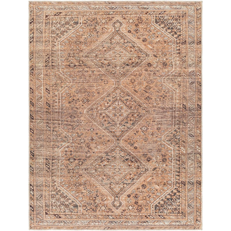 Livabliss Verninac Distressed Medallion Printed Washable Rug