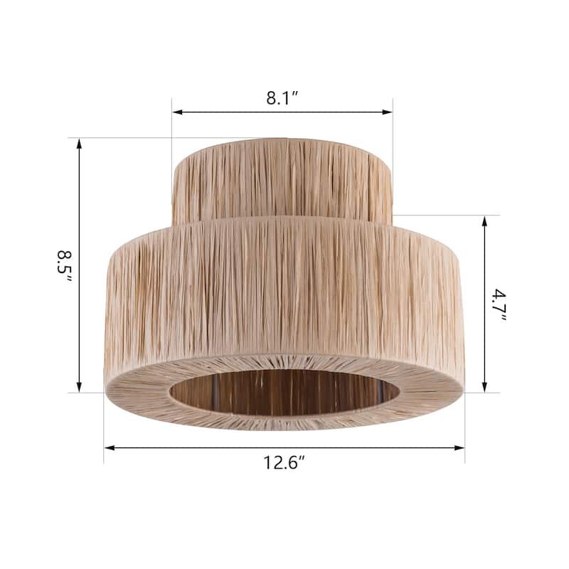 Maxax 1 - Light Raffia Dimmable Metal Drum Flush Mount