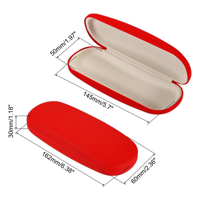 Glasses Case Hard Shell, 2 Pack Eyeglass Case Hard for Women Men Glasses, Red - Red