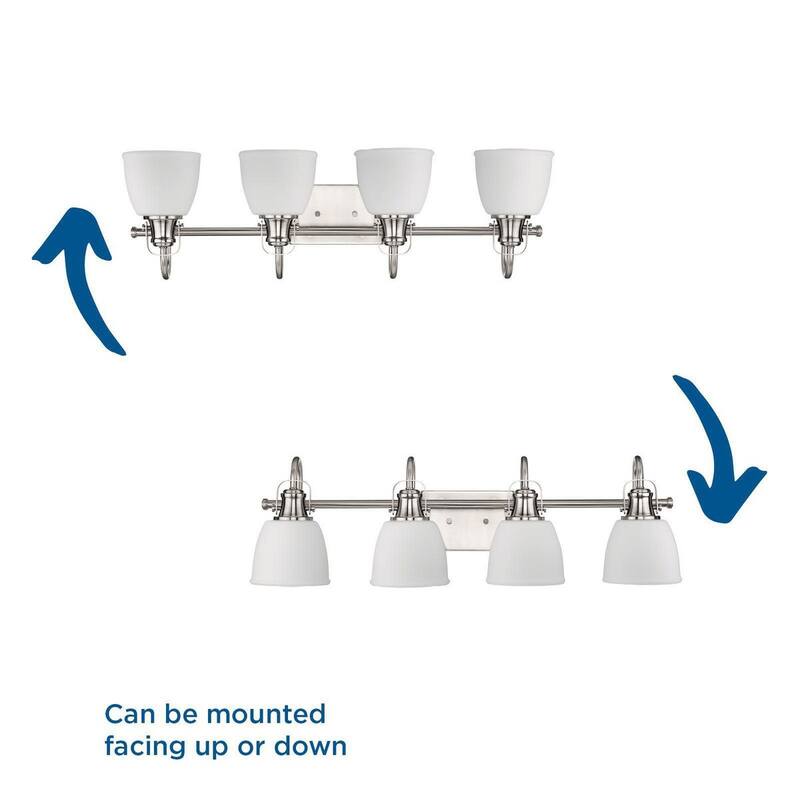 Preston Collection Four-Light Brushed Nickel Coastal Bath and Vanity Light - 30.5 in x 7.37 in x 9 in