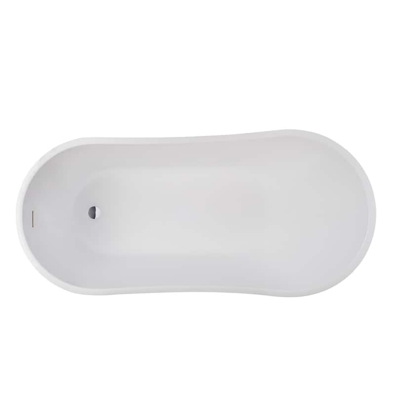 Vanity Art 59-Inch Acrylic Freestanding Soaking Bathtub with Overflow & Pop-up Drain - 59"