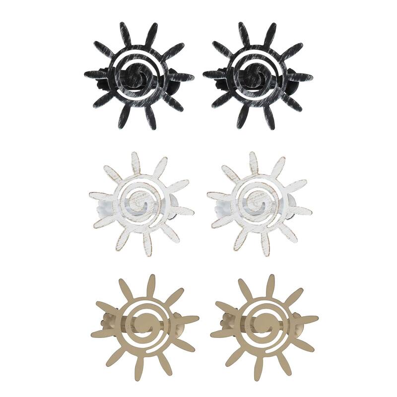 Set of 2 Metal Tiebacks Sun Clip Helios Big Size - 3.6"L x 3.6"H x 1.4"D
