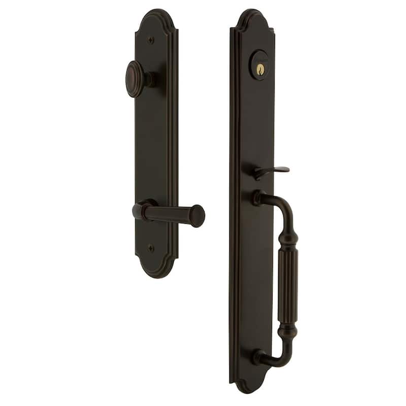 Grandeur Arc Solid Brass Rose Right Handed Keyed Entry Single Cylinder - Timeless Bronze