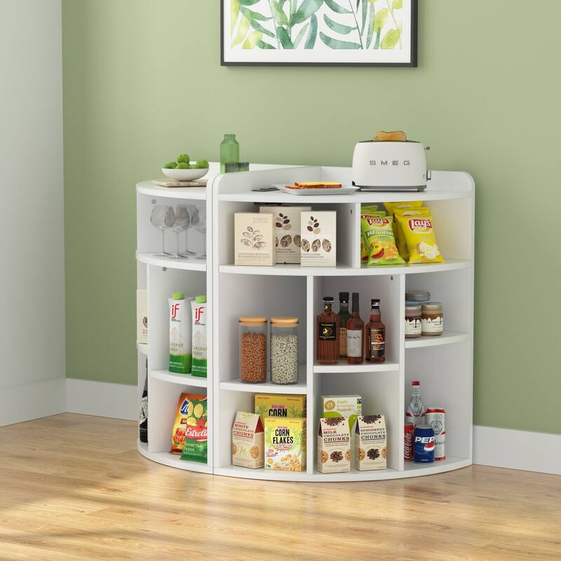 VECELO 4-Tier Adjustable Corner Bookshelf with Charging Station 3 AC Outlets & 2 USB Ports Waterproof Eco-Friendly Design
