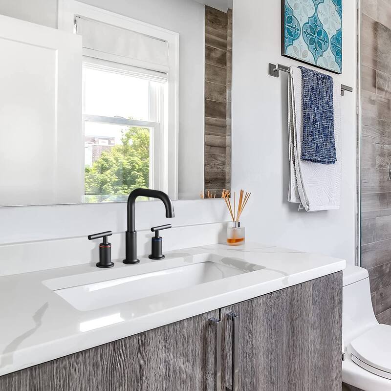 Modern 2 Handle 360° Swivel Bathroom Sink Faucet with Pop Up Drain and Aerator, Anti Corrosion, Anti Rust, Anti Splash