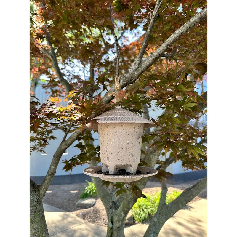 Earthy Sustainable Deluxe Outdoor Round Bird Feeders 8.6"Dia x 7.5"H