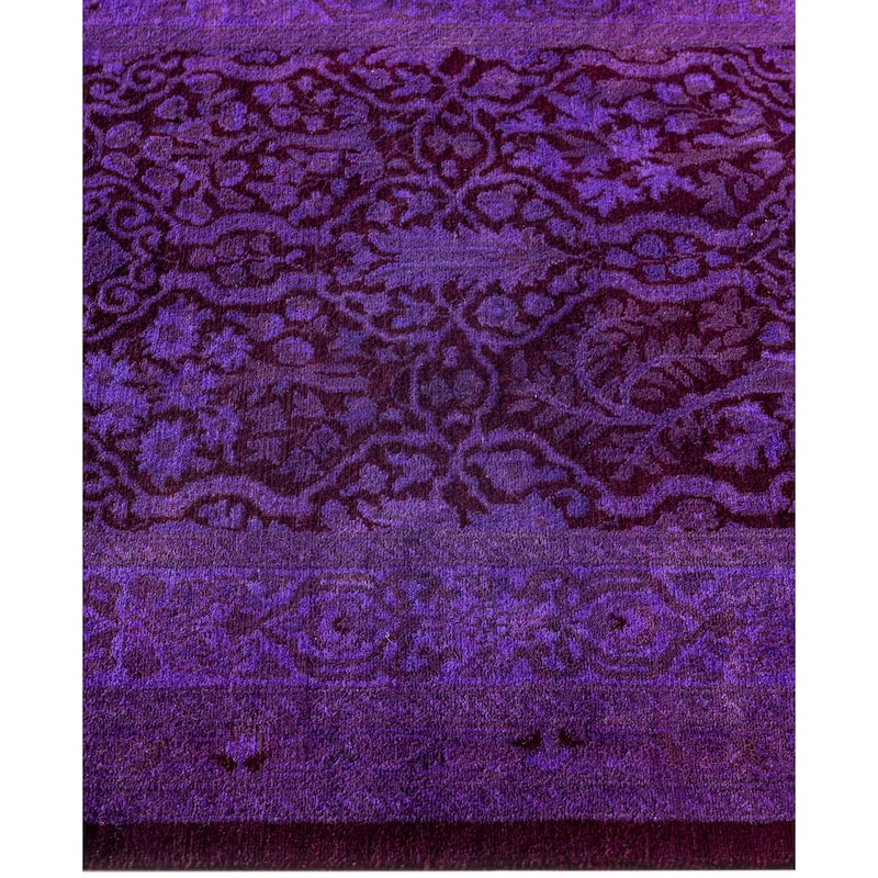 Overdyed One-of-a-Kind Hand-Knotted Runner Rug - Purple - 2' 8" x 4' 7"