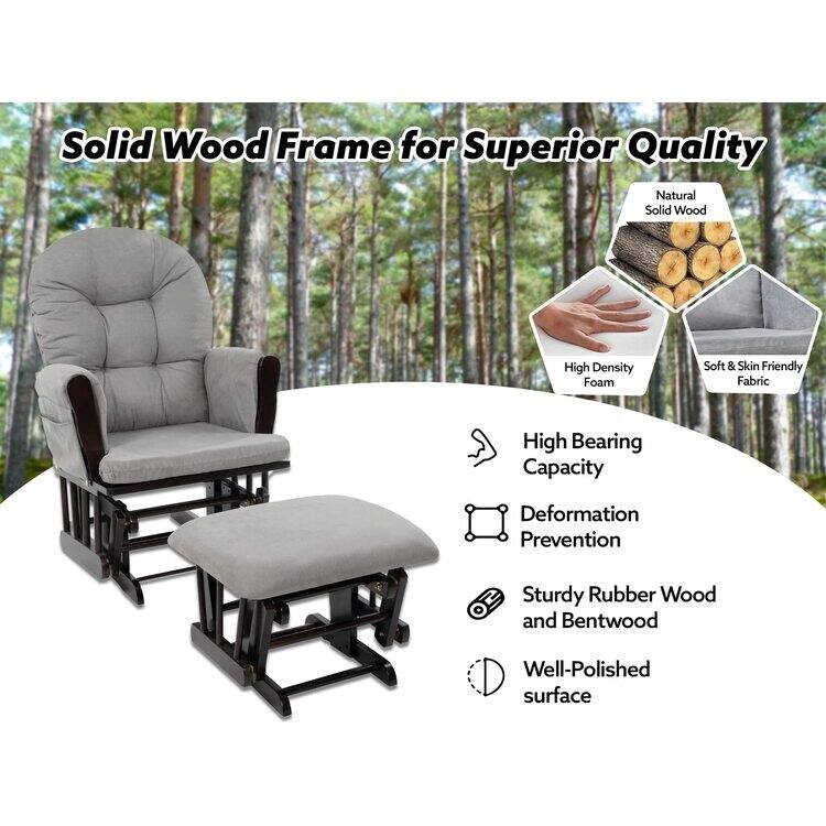 Ultimate Nursery Comfort - Glider and Ottoman Set with Reclining Cushion Chair, Rocker Chair with Padded Back and Armrests