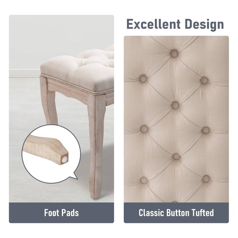 Pellebant Modern Upholstered Button-tufted Bench Ottoman - 43.3" W x 15 " D x 18.90 " H