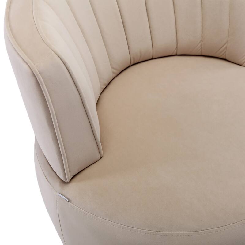 Beige 25.2" Upholstered 360° Swivel Barrel Chair