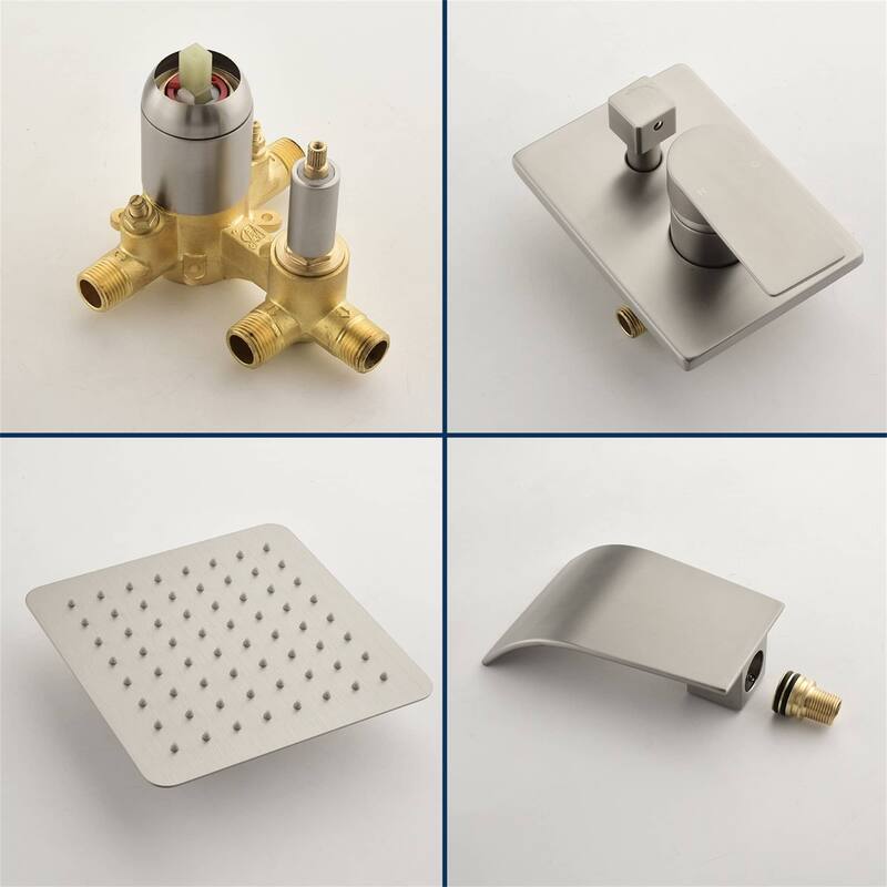 Tub Shower Faucet With Rough-in Valve Wall Mounted Shower System With Tub Spout Modern 8 Inch Rainfall Shower Head Kit Set