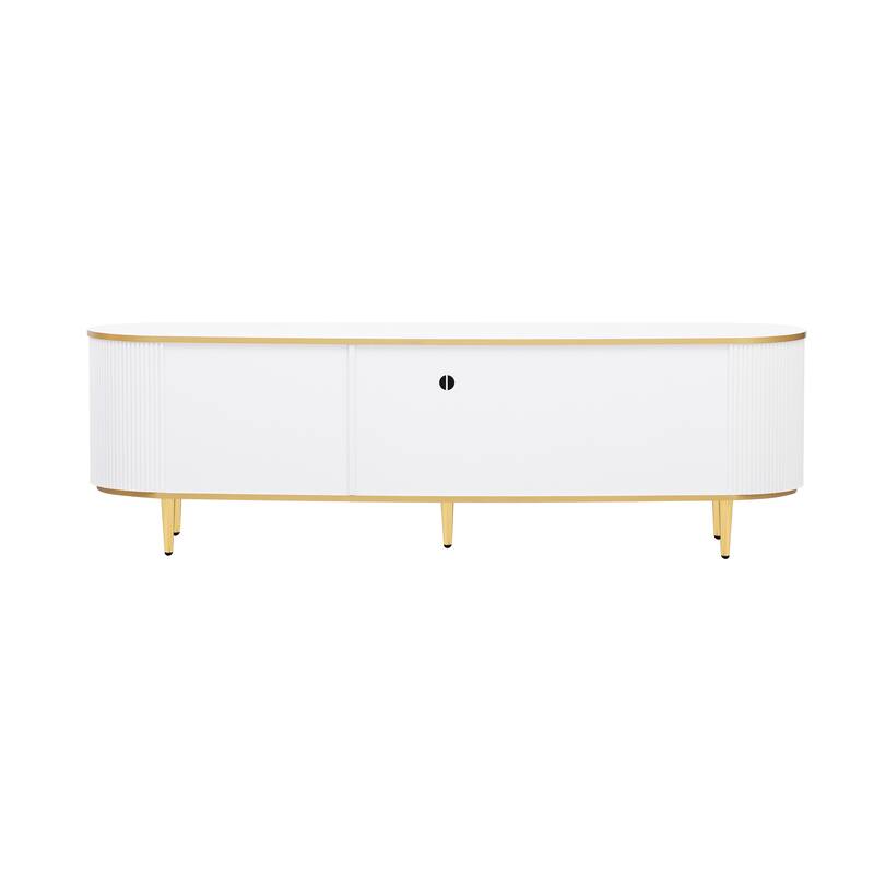 Modern TV Stand for TV up to 80 Inches with 4 Drawers & 1 Cabinet - 70.9" D x 15.6" W x 21.7" H