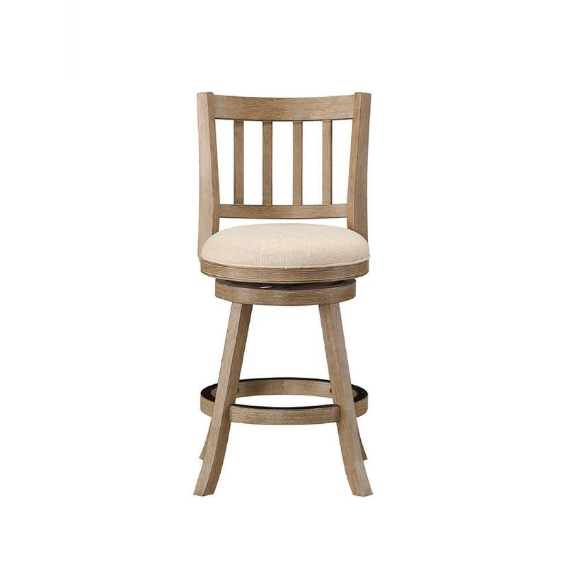 24 Inch Solid Wood Swivel Counter Stool, Slatted - 21.5 L x 18 W x 37.5 H