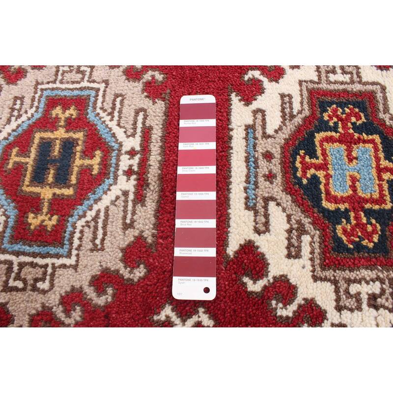 ECARPETGALLERY Hand-knotted Royal Kazak Dark Red Wool Rug - 2'2 x 6'6