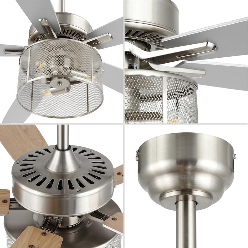 Oscar 52" 3-Light Farmhouse Industrial Iron/Wood Mobile-App/Remote-Controlled LED Ceiling Fan, by JONATHAN Y