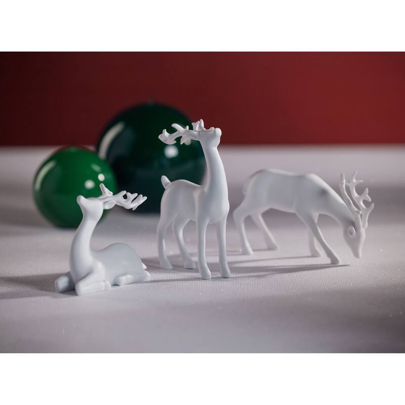 6-Piece Decorative White Reindeer Set