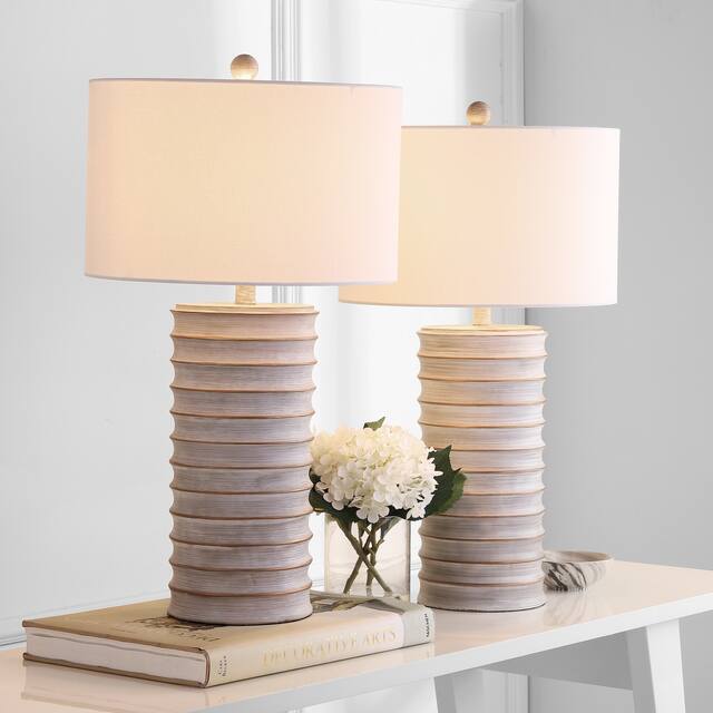 SAFAVIEH Lighting Melina Grey LED Table Lamps (Set of 2) - 16"x16"x28.5"