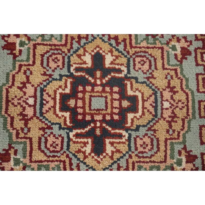 Geometric Heriz Serapi Runner Rug Handmade Blue Wool Carpet - 2'6"x 9'9"
