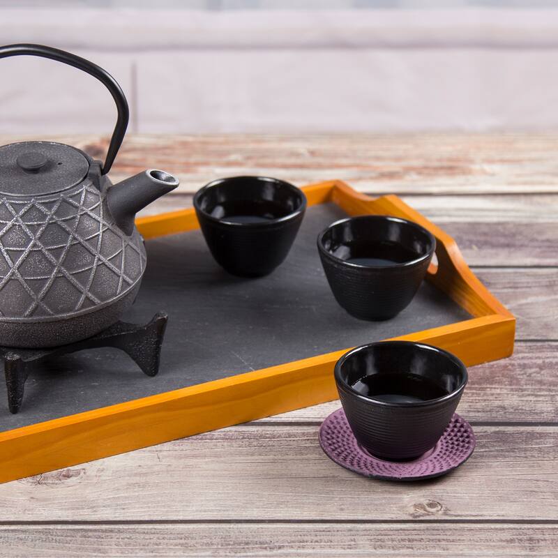 Creative Home Purple Cast Iron 3.75" Round Drink Coaster