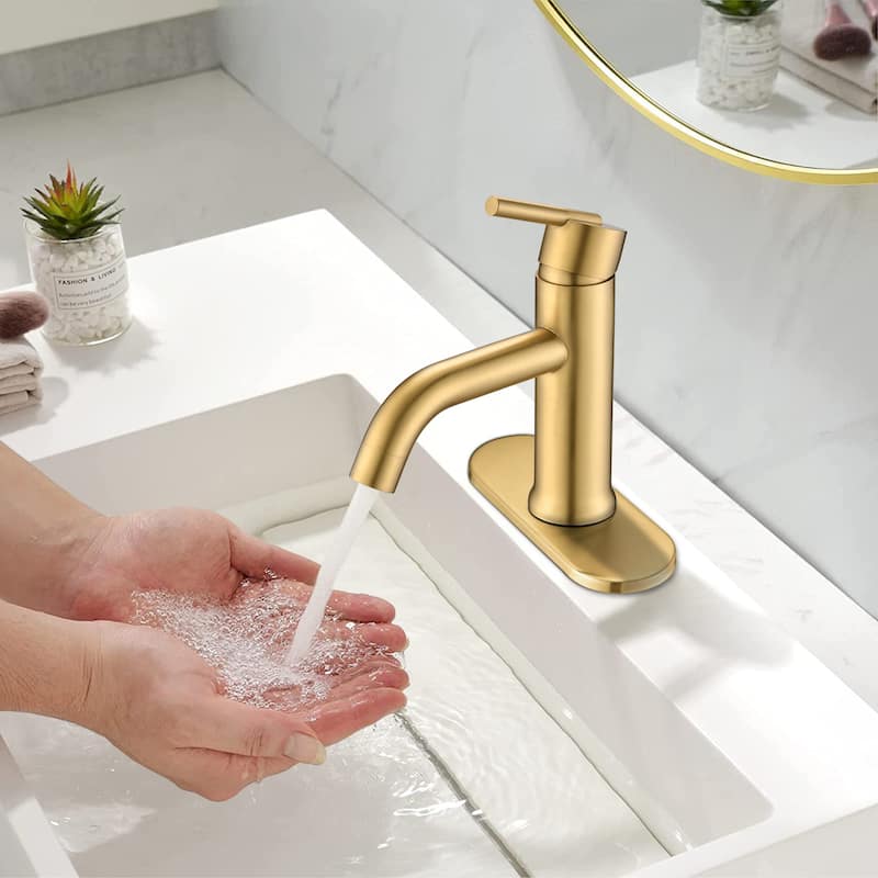 BATHLET Modern Single Handle Bathroom Faucet with Deck Plate