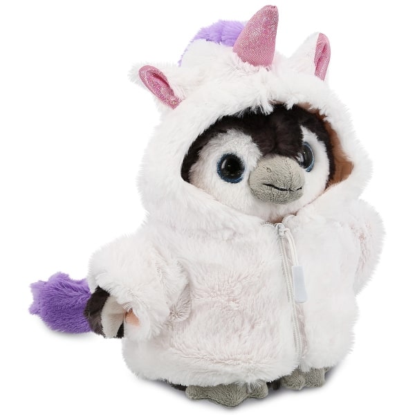 slide 2 of 6, DolliBu Grey Penguin Unicorn Plush Stuffed Animal Toy with Outfit - 9 inches