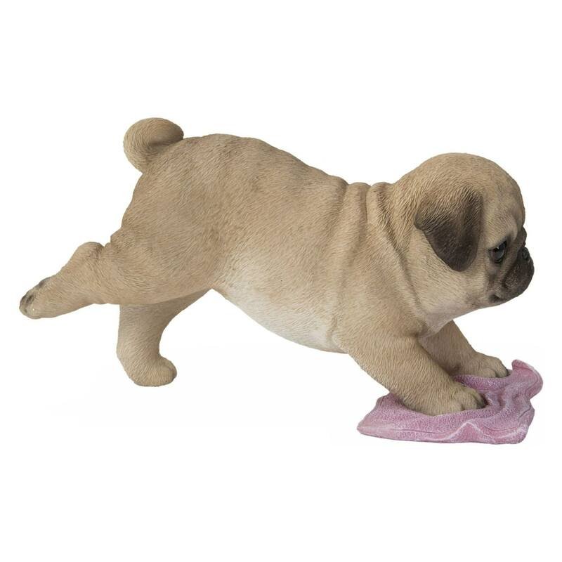 8" Mopping Pug Dog Outdoor Garden Statue