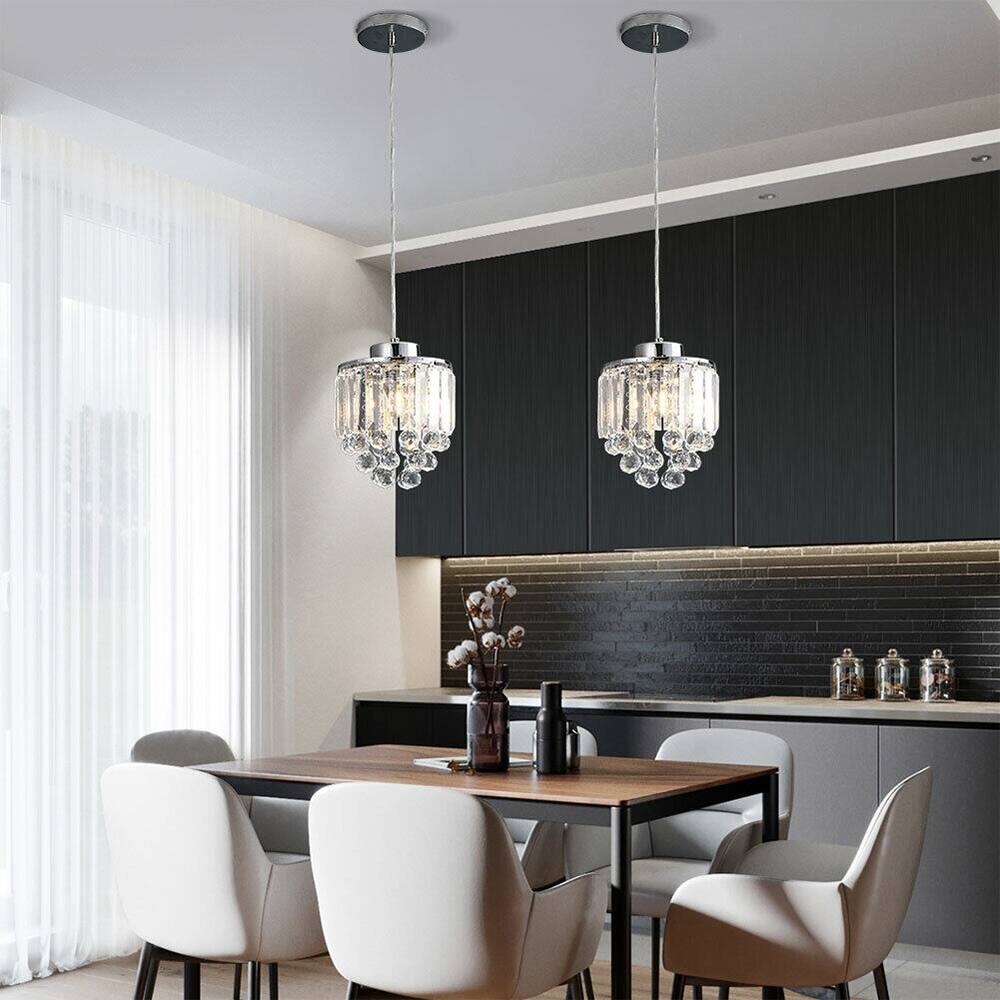 2PCs Crystal Pendant Light Chandelier Fixture Kitchen Island Light 7.