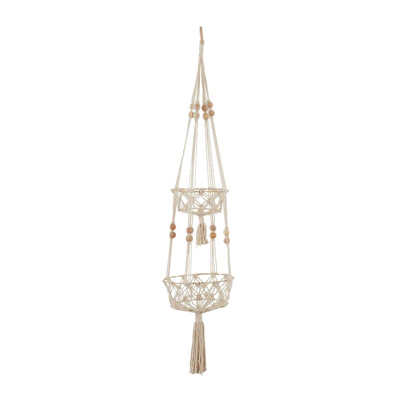 Intricately Handmade Fabric Hanging Macrame Wall Planter - Brown or White