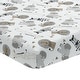 preview thumbnail 1 of 4, Lambs & Ivy Jungle Safari 100% Cotton White/Gray Elephant/Lion Fitted Crib Sheet