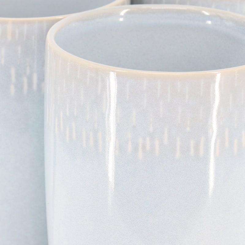 Meritage Jasper 6 Piece 22 Ounce Stoneware Tall Latte Cup Set in Ski Blue