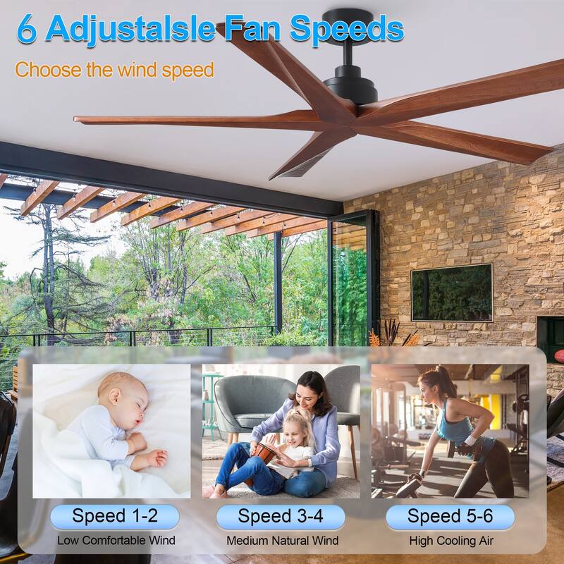 YUHAO SylvanAir Modern 52 in. Flush Mount Outdoor/Indoor Ceiling Fan with 3 Solid Wood Blades and DC Reversible Motor