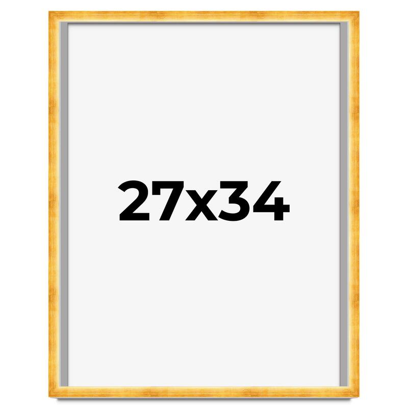 27x34 Shadow Box Frame Gold | 1.625 Inches Deep Real Wood Traditional