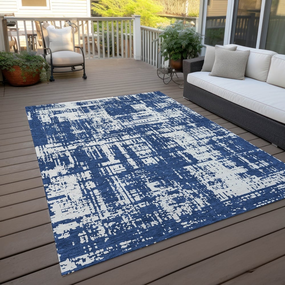 Machine Washable Indoor/ Outdoor Chantille Solid Abstract Rug