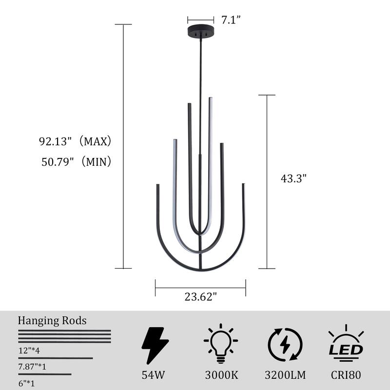 Modern Linear LED Chandelier Kitchen Island Pendant Light - 23.62