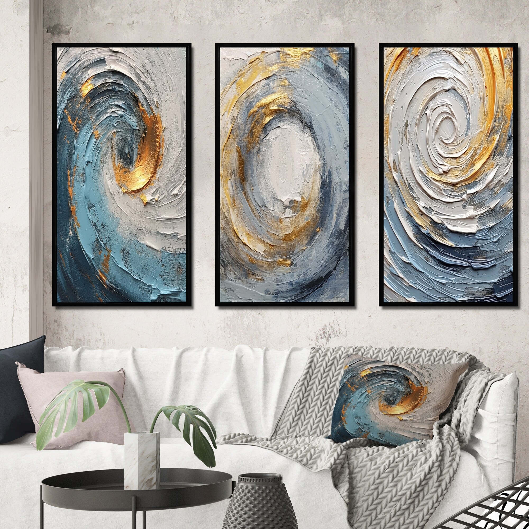Kate and Laurel Sylvie Beaded Abstract 612 Framed Canvas by Nikki Chu