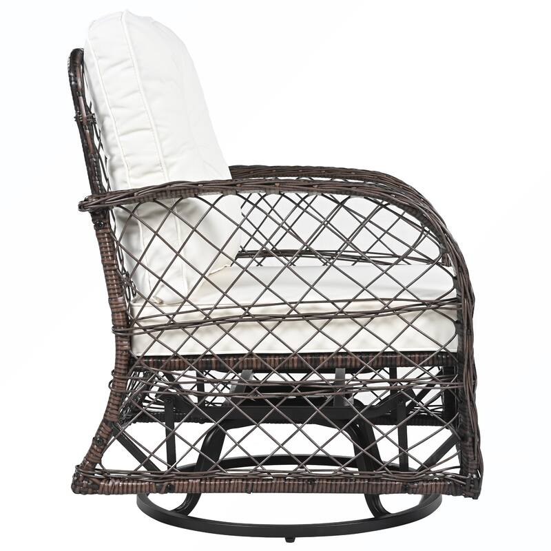 3PCS Rattan Swivel Chair and Table Set