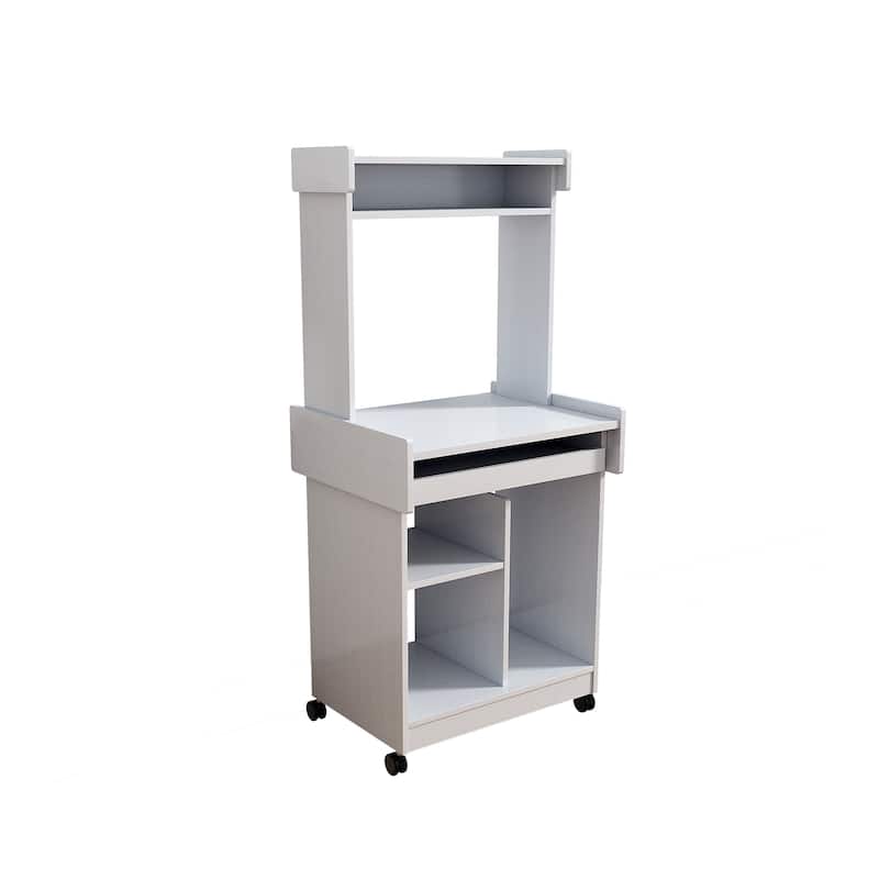 Microwave Cart with Gliding Shelf and Locking Castor Wheels