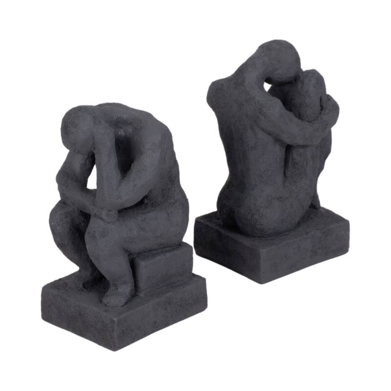 Sagebrook 7" Solid Color Square Thinking Man Bookends - 4" x 3" x 7"