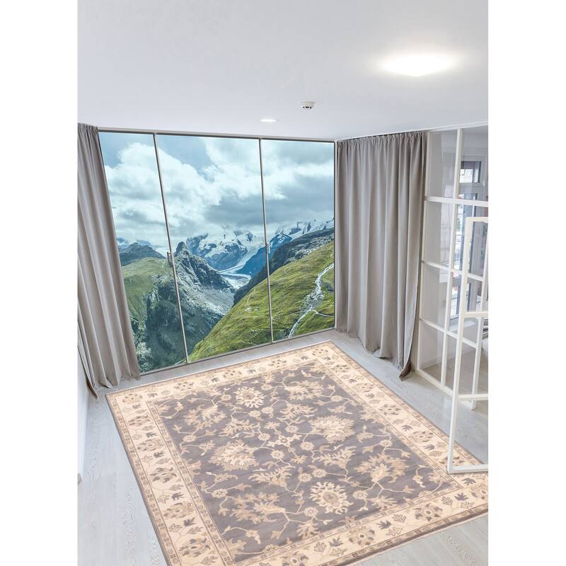 ECARPETGALLERY Hand-knotted Royal Oushak Dark Grey Wool Rug - 9'2 x 11'10