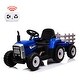 preview thumbnail 15 of 32, 12V 25W Ride on Tractor with Trailer & Remote Control Blue