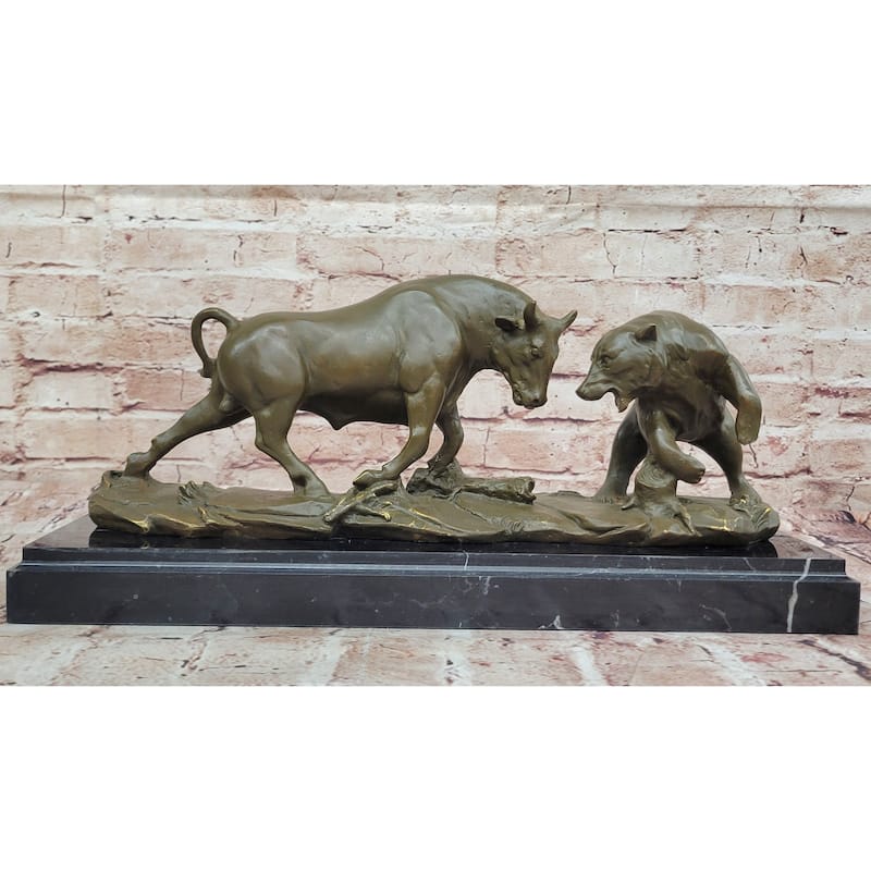Imitative Bull And Bear Bronze Sculpture – Wall Street Market Duel Statue