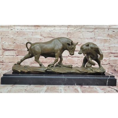 Imitative Bull And Bear Bronze Sculpture – Wall Street Market Duel Statue