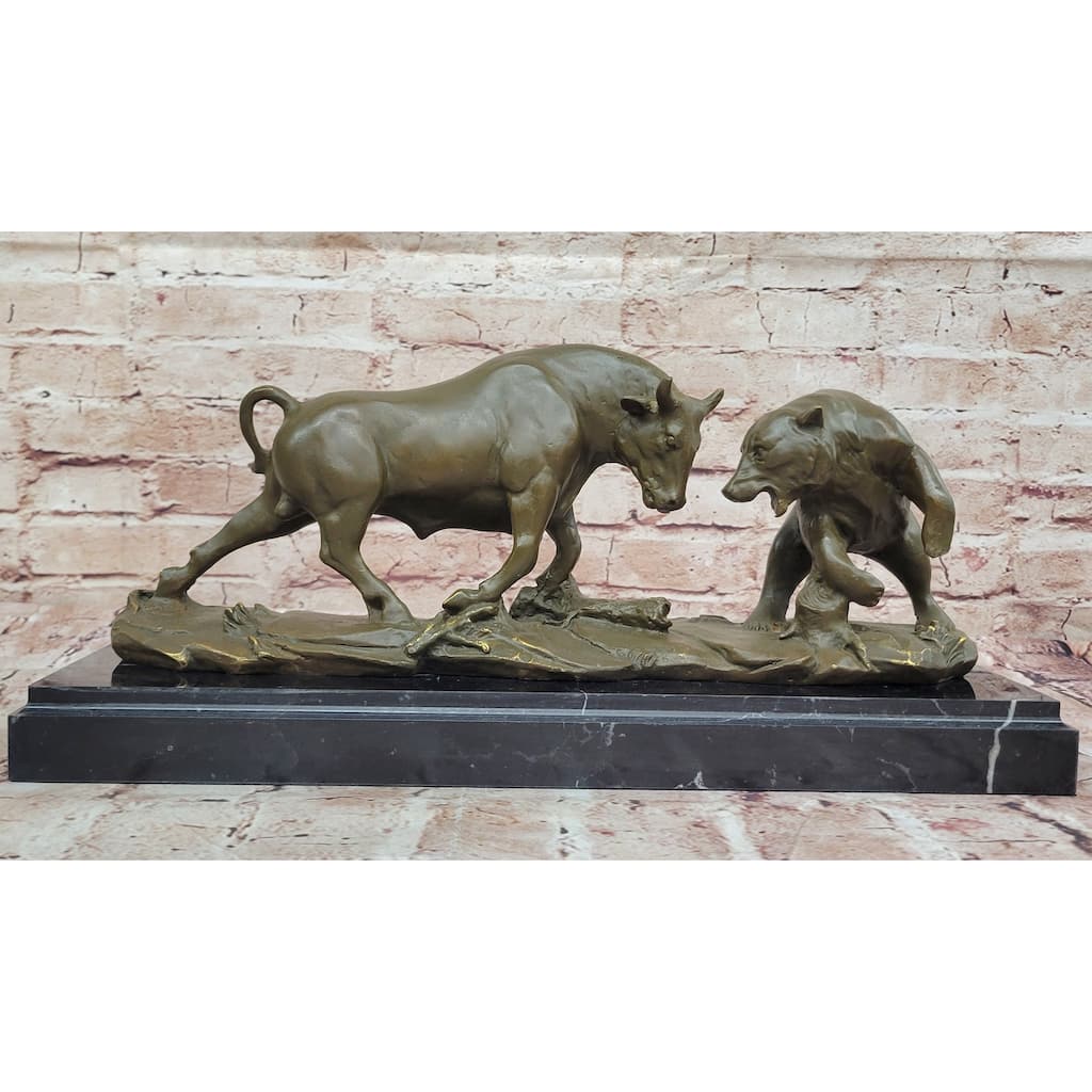 Imitative Bull And Bear Bronze Sculpture – Wall Street Market Duel Statue