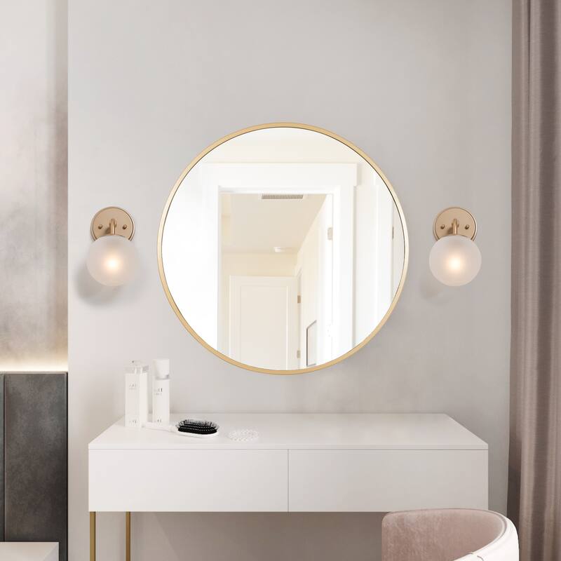 Modern Glam Gold Single Wall Sconce Globe Glass Shade Bathroom vanity light