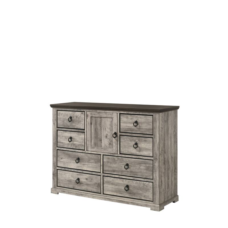 Aimon 3 Piece Gray Rustic Panel Bedroom Set