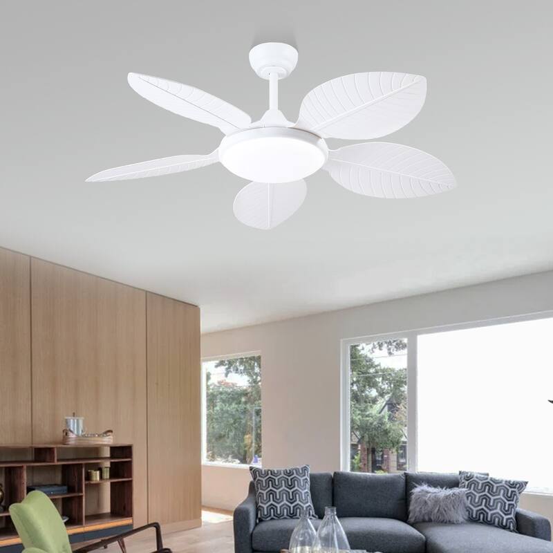 48" Downrod Ceiling Fan with Light,Palm Leaf Blades,Tropical Ceiling Fan for Living Room,Bedroom,Patio - 48 Inches