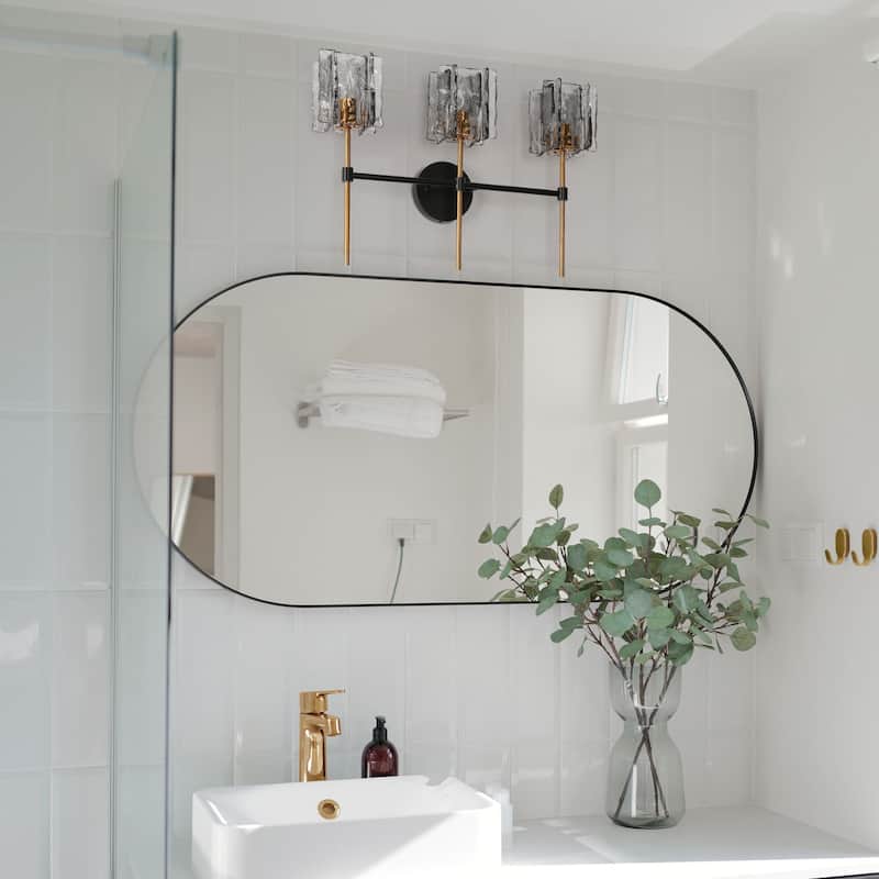 Kasy Modern 3-Light Bathroom Vanity Light Glass Wall Sconces - Smoke Grey&Gold - 21.6"L x 5.9"W x 15"H