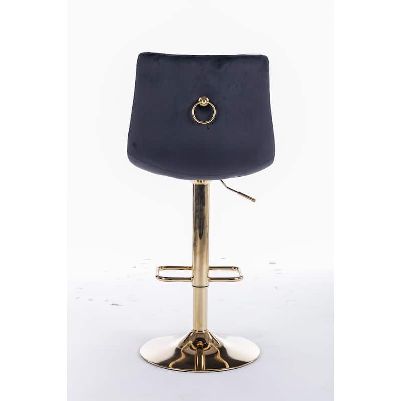 Velvet Swivel Bar Stools Set of 2, Dining Bar Stool with Height Adjustable, Upholstered Kitchen Stools with Footrest聽