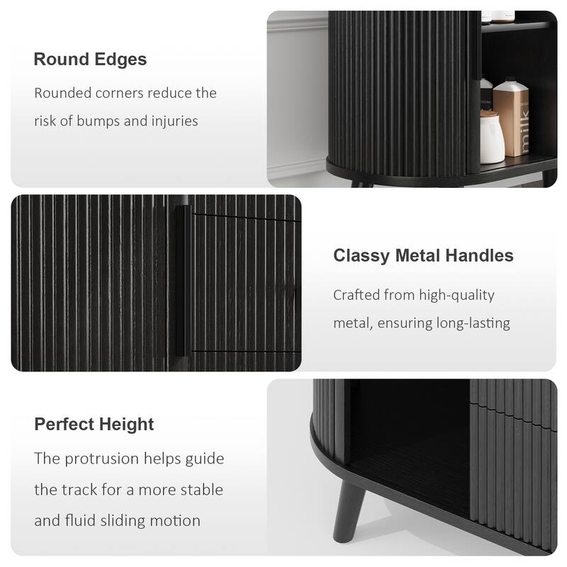 Meyreso Fluted Sideboard Buffet Cabinet with Storage